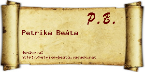 Petrika Beáta névjegykártya