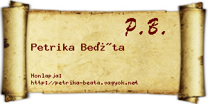 Petrika Beáta névjegykártya