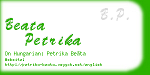 beata petrika business card
